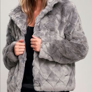 Lulus’s grey faux fur jacket